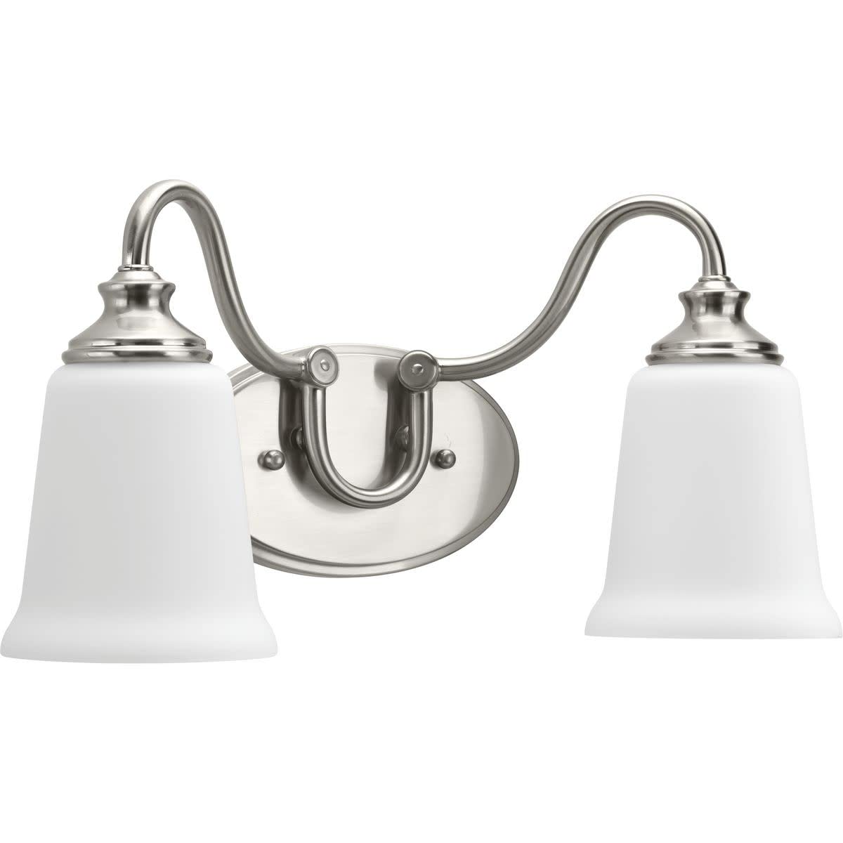 Progress Lighting Wander Two-Light Bath Fixture, Brushed Nickel, Aluminum Construction