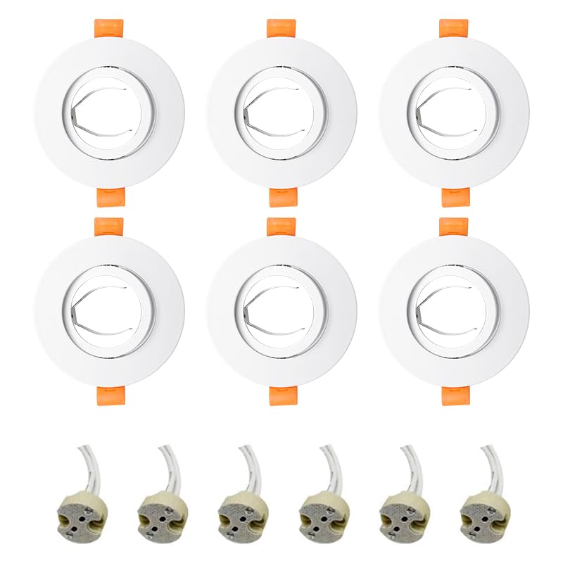 Lucky Star Pack of 6 pcs LS-9701 LED Downlight Fixture Housing MR16 Cut Out Size: 3inch GU-5.3 Aluminum Light Recessed Round Fra