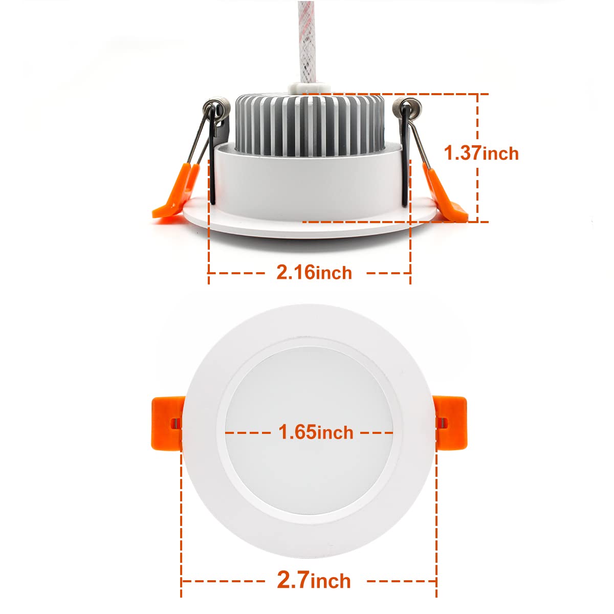 YGS-Tech LED Recessed Lighting 2 Inch Dimmable Downlight 3W 5000K Daylight White 1 Pack Metal Model YGS-DL-3WPW-1