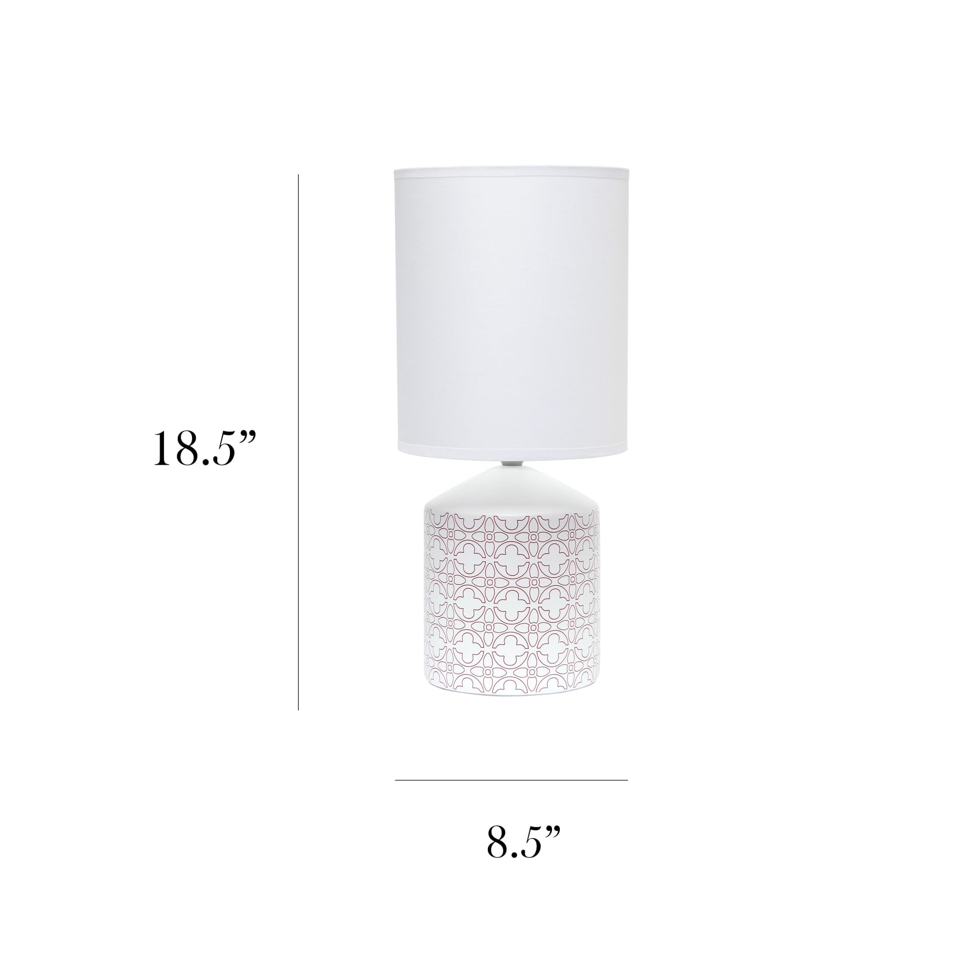 Simple Designs Table Lamp, Fleur De Lis Pattern, Ceramic, Tan, 8.5inL x 8.5inW x 18.5inH, Model LT2077-FLO
