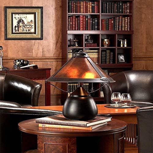 Cal Lighting Bo-464 Two Light Mica Shade Table Lamp In Rust Finish