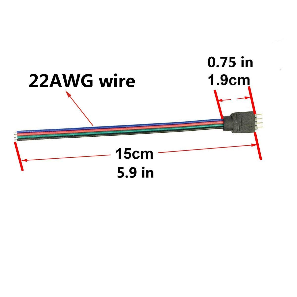 Tronicspros Led Connector 4 Pin Led Tape Connector Rgb Led Ribbon Connector Led Controller Connector Cable Led Rope Jumper 4Pin Female Wire For Rgb 5050 3528 2835 Led Light, 15Cm/ 6In (10Pcs)