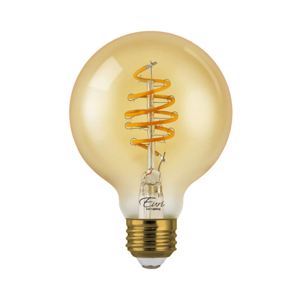 Euri Lighting Vg25-3020Ad, Dimmable Led G25 Filament, 4.5W, 250Lm, 80 Cri, Warm White (2200K), 320 Beam, E26, 120V, Amber Glass,