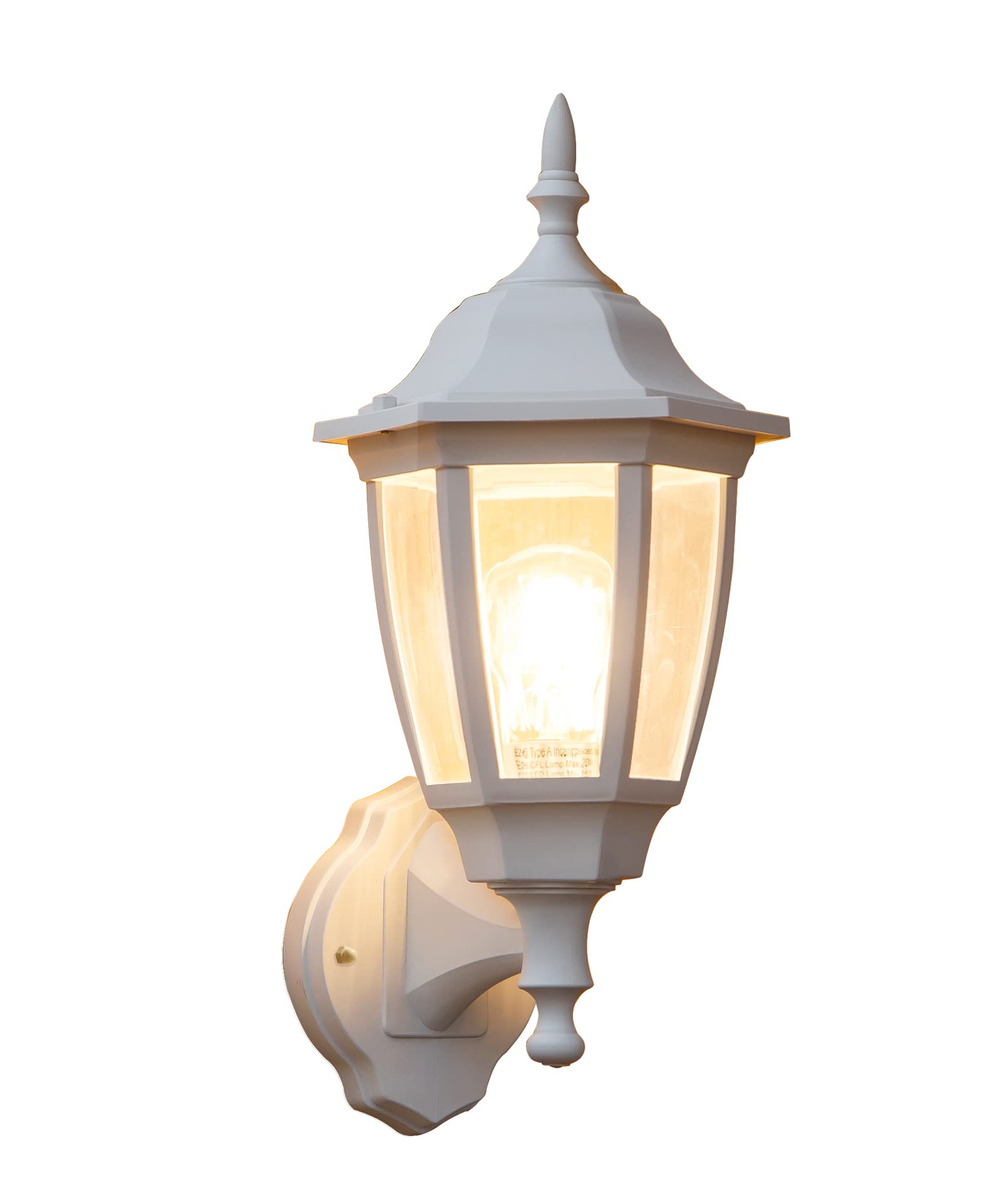 FUDESY Outdoor Wall Lantern, Waterproof Wall Sconce Light Fixture, Plastic, One Pack, White