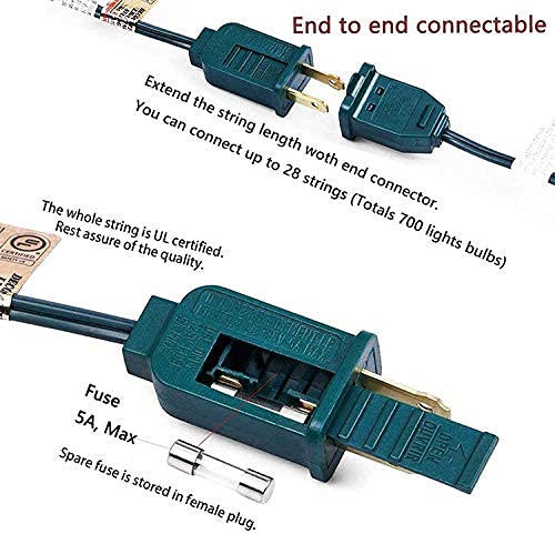 25Ft C7 Led Christmas Lights Outdoor, C7 Warm White Christmas String Lights With 27 Led Bulb, Hanging Vintage Christmas Lights U