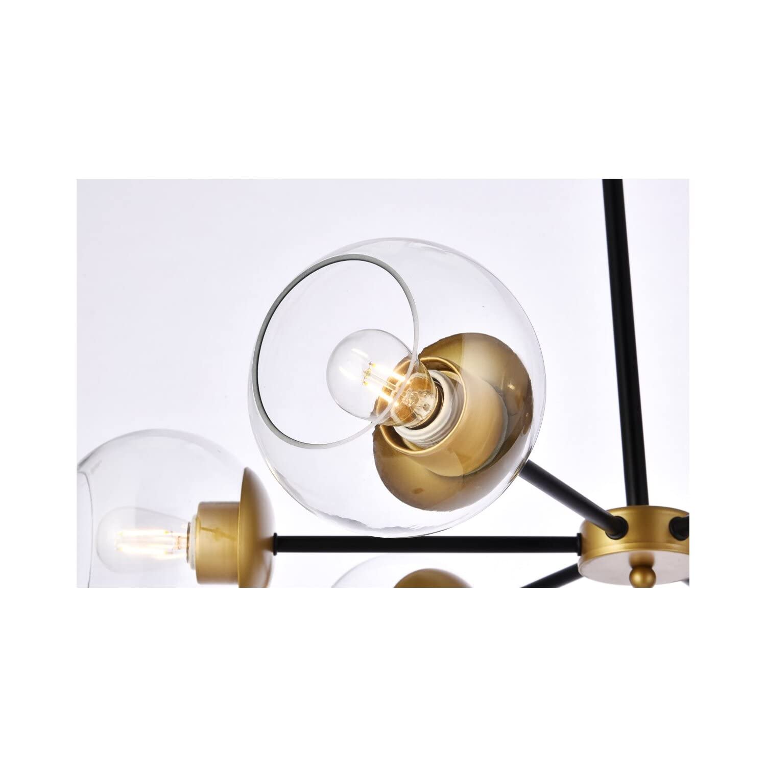 Living District Briggs 6-Light Metal Pendant with Clear Shade in Black and Brass