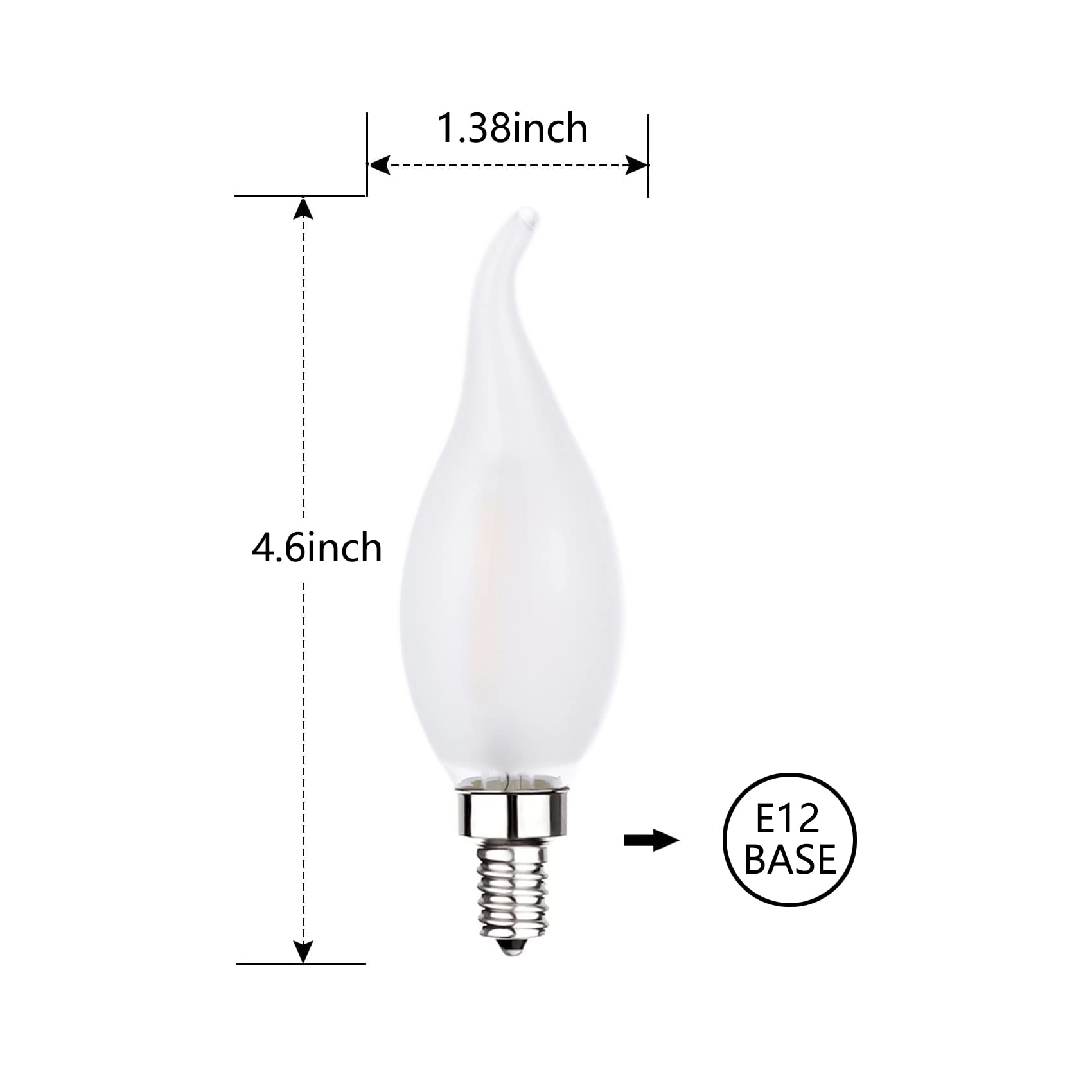 Sunaiony Frosted LED Candelabra Bulbs E12 25W Equivalent Warm White 2700K CA11 6 Pack