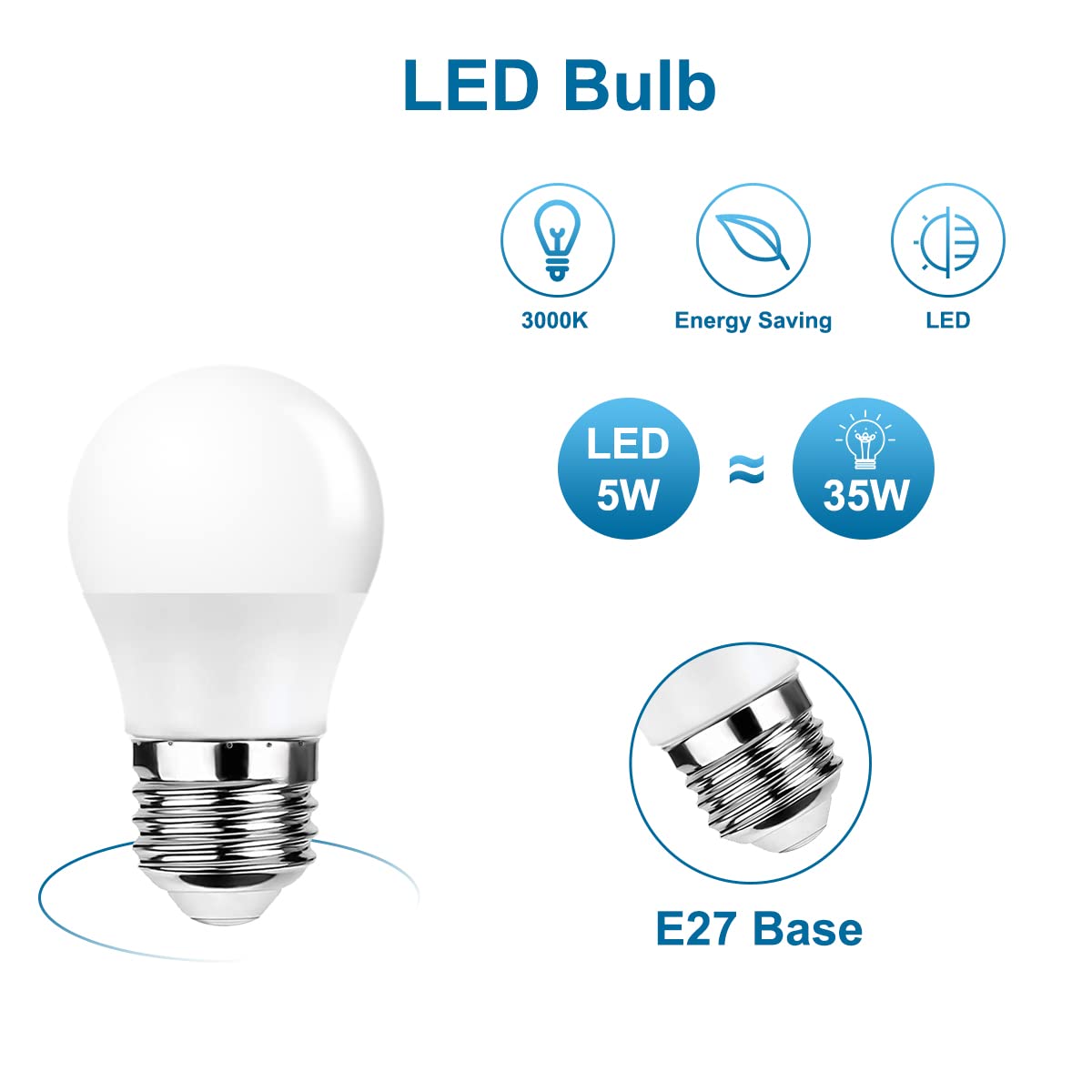 Procrus E26 Small Led Light Bulbs,Led Bulb Light 5 Watt 35W Equivalent, 3000K Warm White Bulb For Ceiling Droplight,House Lighti