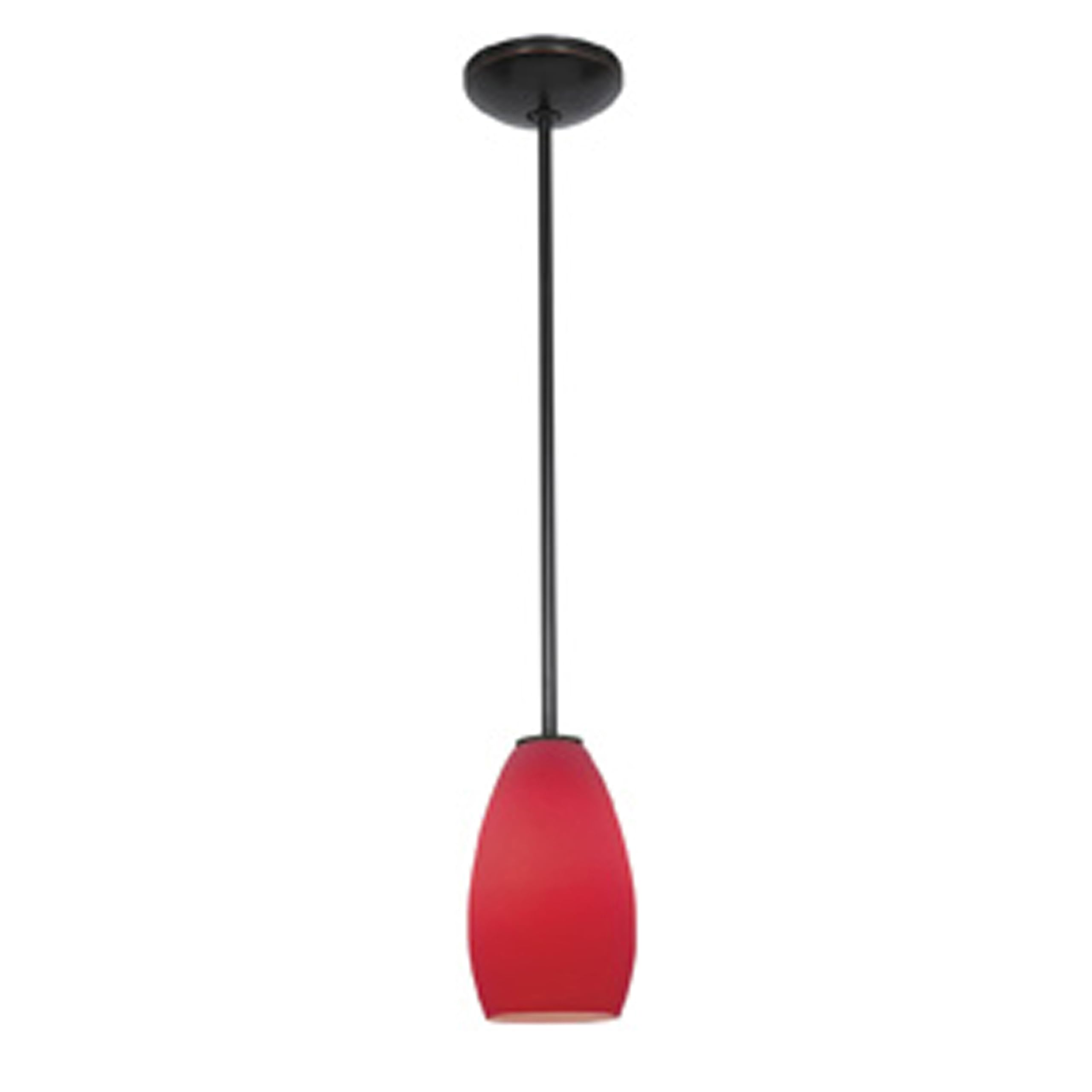 Champagne Glass Pendant - 1-Light Pendant - Rods - Oil Rubbed Bronze Finish - Red Glass Shade