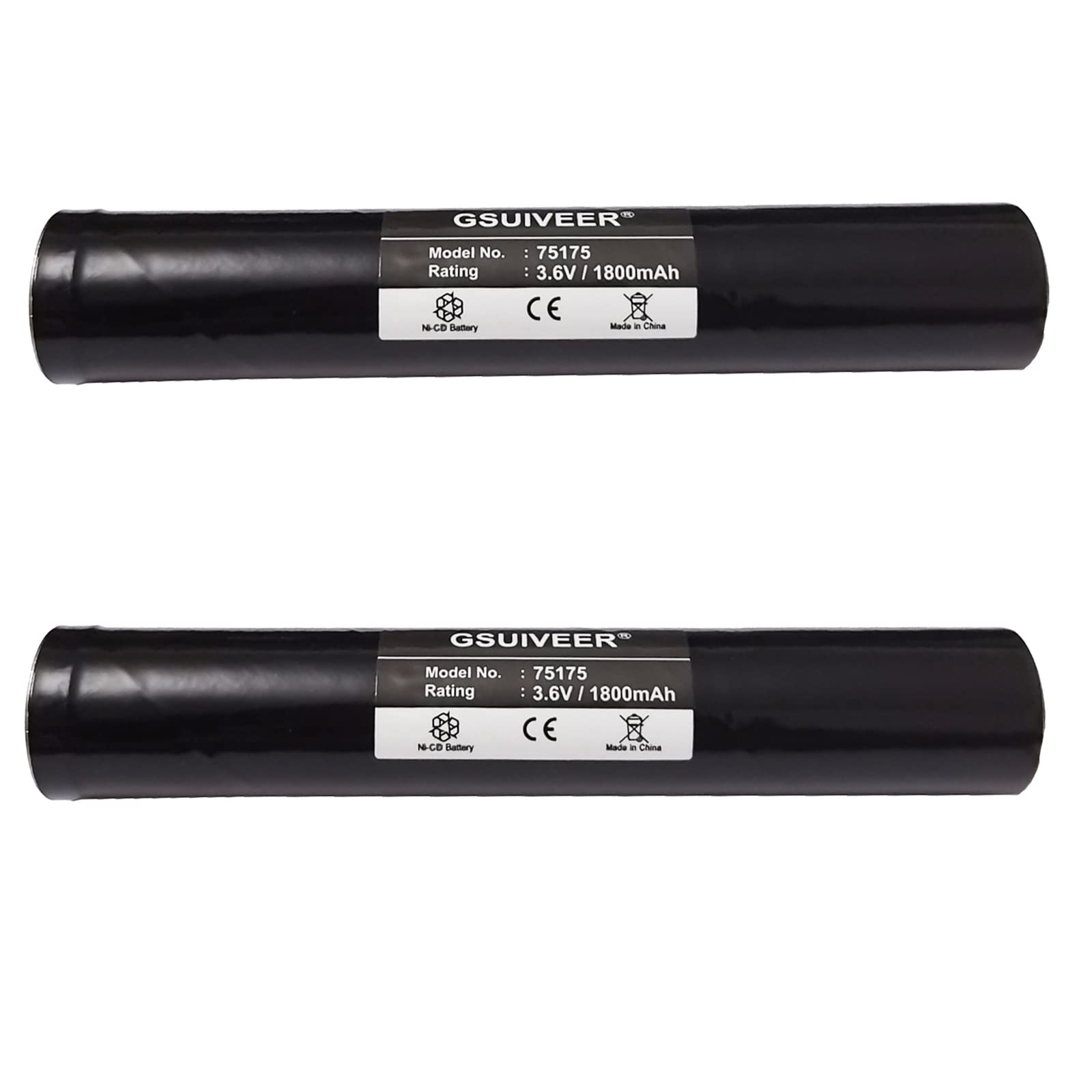 GSUIVEER Flashlight Battery Ni-CD 3.6V 1800mAh Compatible with Streamlight Stinger 2-Pack Model NICD75175