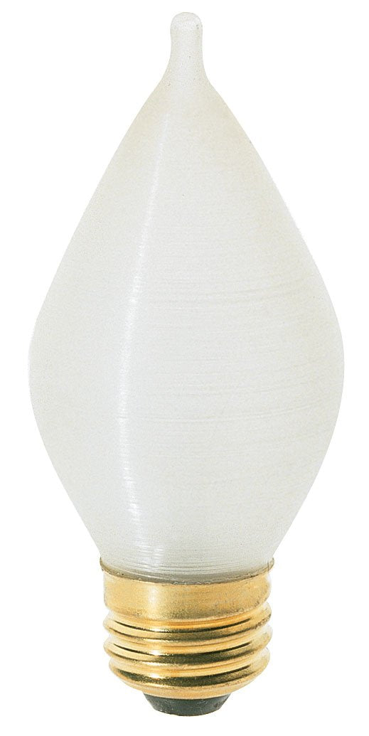 Satco S3413 C15 Light Bulb 25W Medium Base Satin Spun Glass Spun White