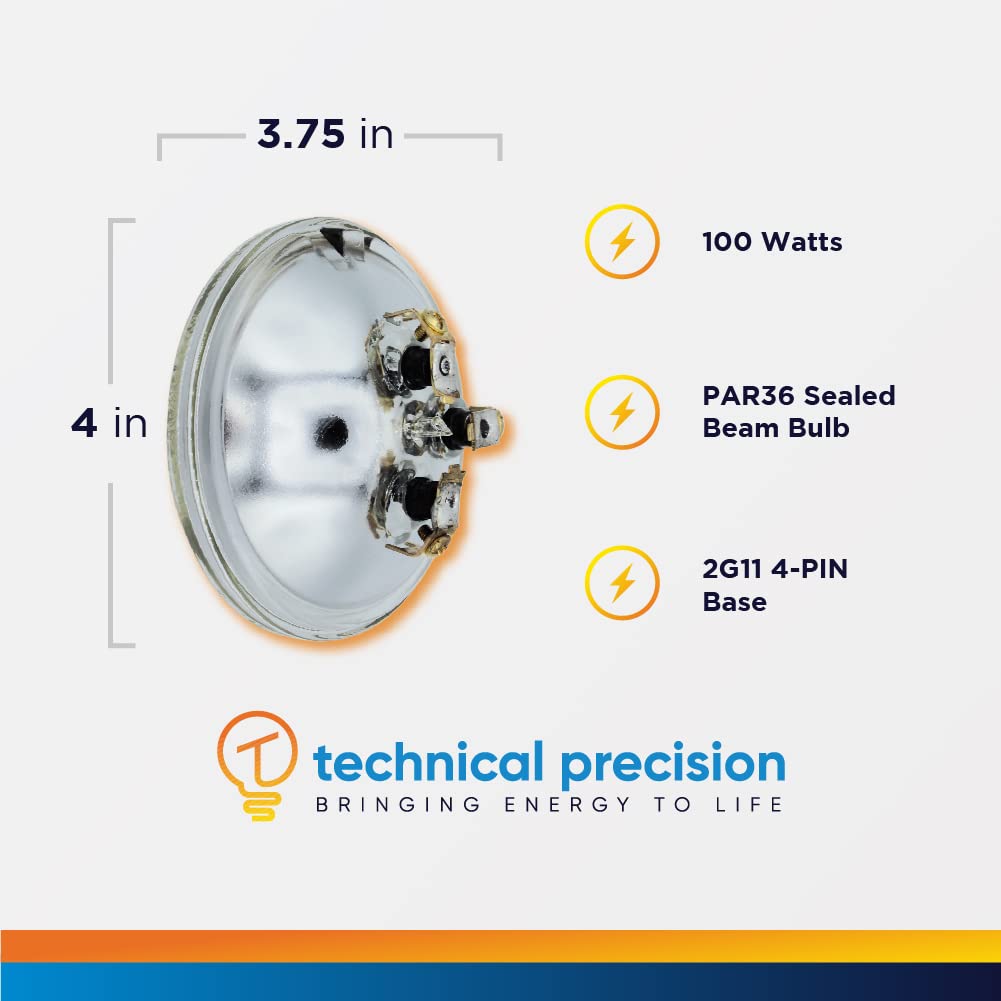 Technical Precision 100W Halogen Par36 Flood Light Replacement for GE 4700, Clear Finish
