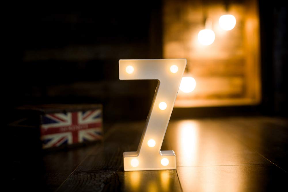 Foaky Decorative Led Light Up Number , Light Up Number Sign For Night Light Wedding Birthday Party Christmas Home Bar Decoration Number(7)