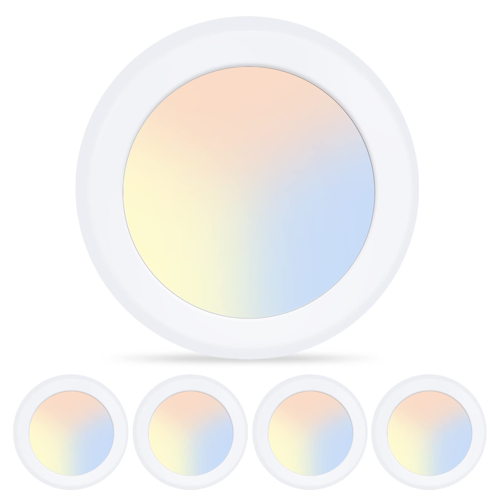 ECOELER 6-Inch Dimmable LED Disk Light, 15W, 1000lm, 3000K/4000K/5000K Selectable, Aluminum,