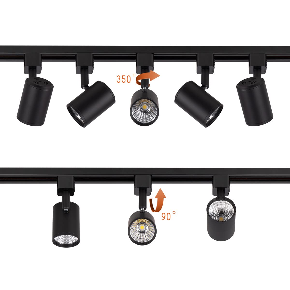 Mirrea Led Track Lighting Heads, 6.5W 4000K Neutral White, Compatible With J Type Rail, Pack Of