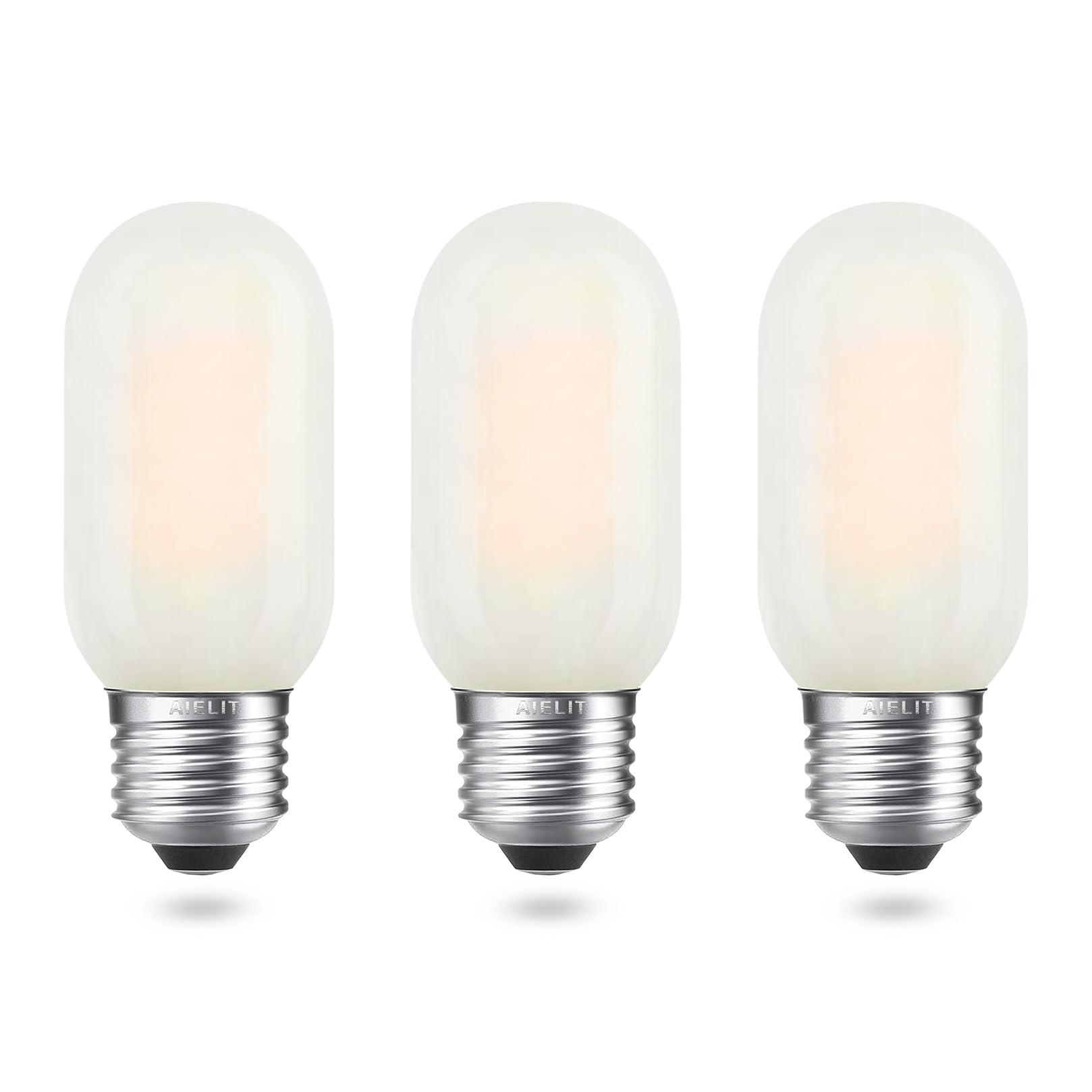 AIELIT T45 LED Light Bulb, 4W Dimmable, 2700K Warm White, Frosted Glass, E26 Base, 3-Pack