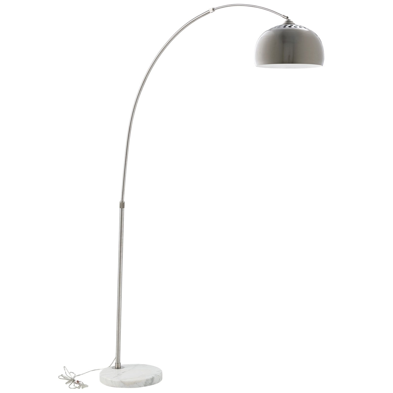 Modway Arco Style Lamp - Stainless Steel, White Round Marble Base, Model EEI-124-WHI-P