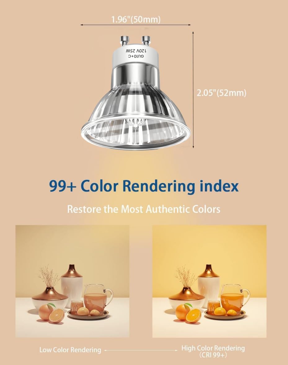 Ragfoz Gu10 Halogen Light Bulb 120V 25W  6Pcs Tlf Fggl024 Uv Bulb  Gu10+C  Mr16 Light Bulb For Candle Warmer Lamp  Dimmable  2700K Warm White For Reflector Track Lighting  Recessed Lighting