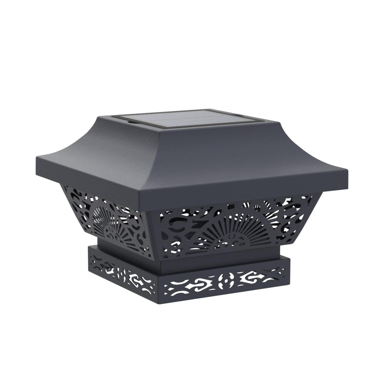 Denicmic Solar Post Lights 2 Pack - Waterproof Metal Led Cap Lights For Wooden Fence Posts, Black