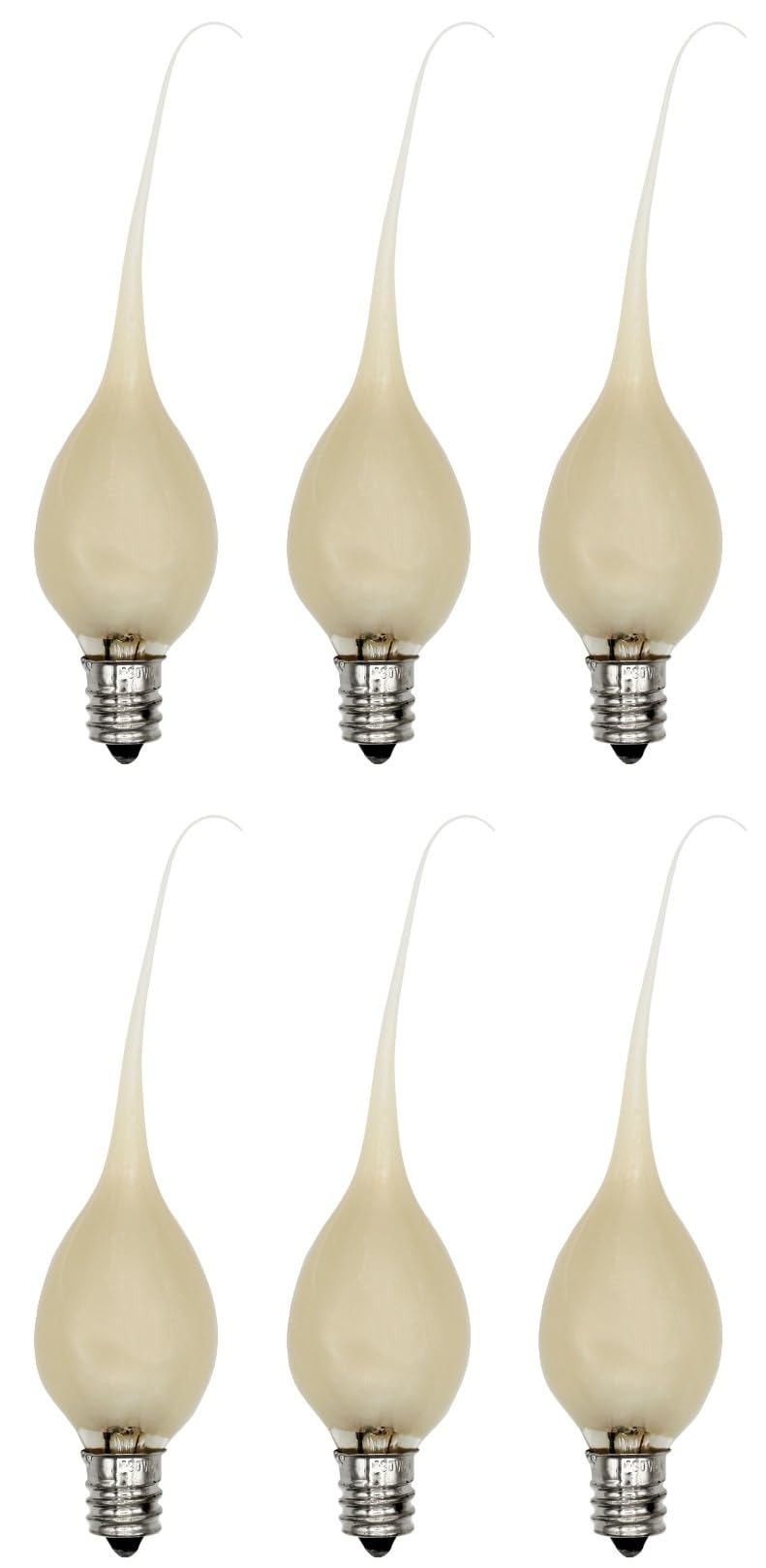 Creative Hobbies Country Style Incandescent Silicone Dipped Candle Light Bulbs ~ 5 Watt Pearlized Silicone, Gold Glow | 6 Pack