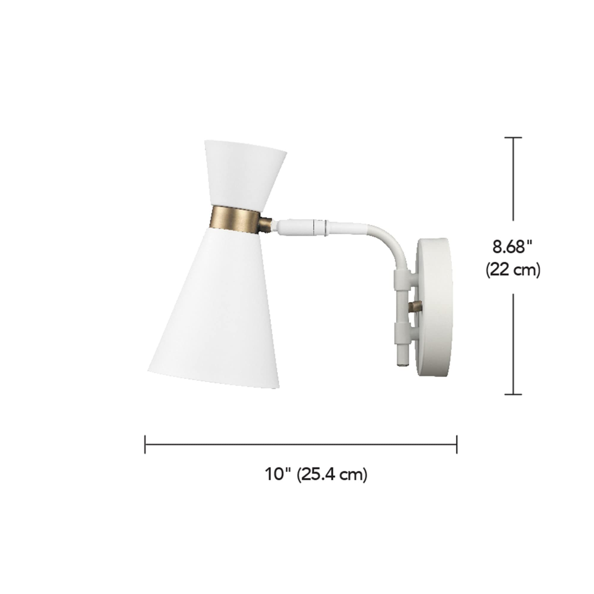 GLOBE Electric 1-Light Wall Sconce, Metal, Dimmable, Matte Brass Accent, White, Model 65000030