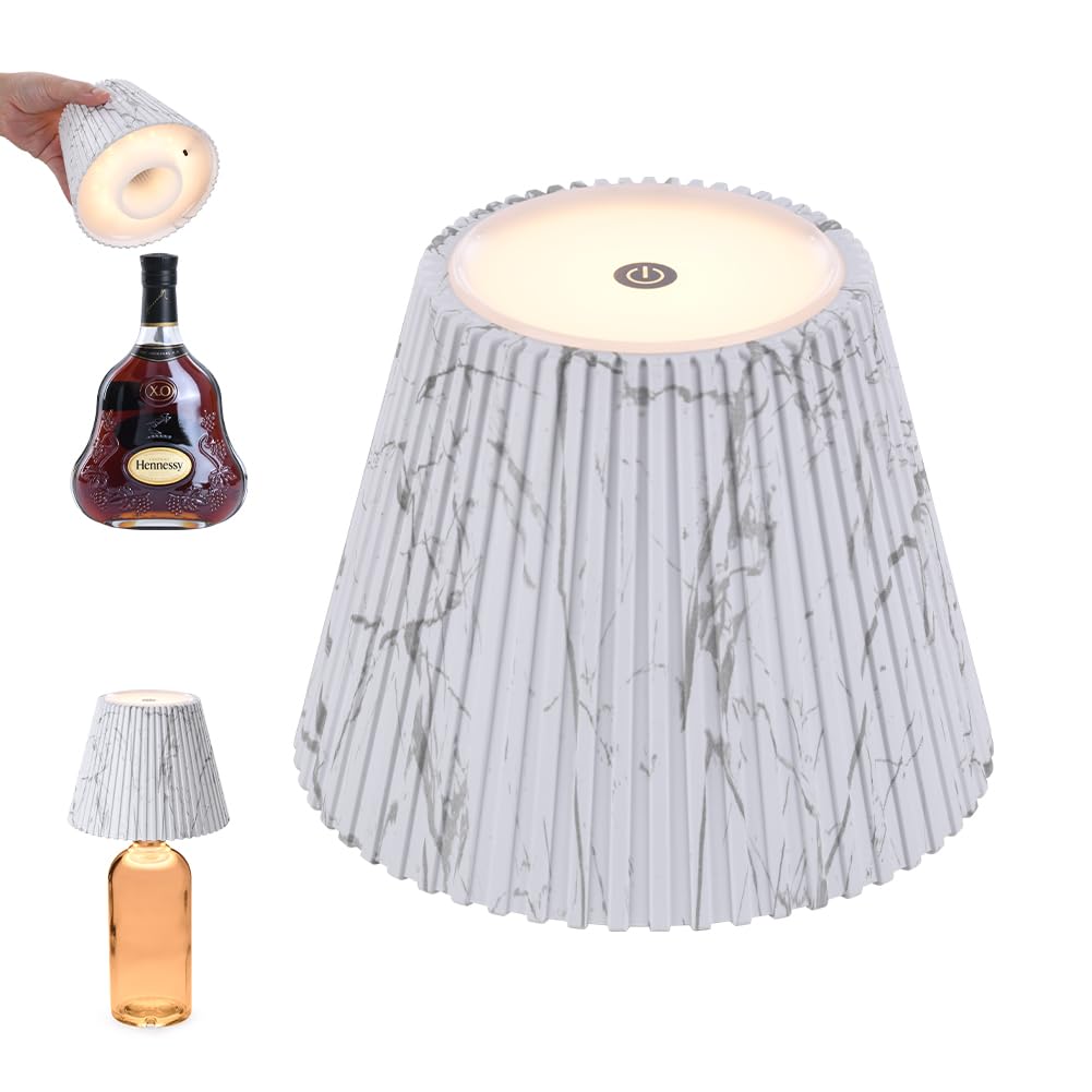 WILIT Wireless Bottle Lamp Shades for Table Lamps, 3 Level Brightness Touch Lamps for Nightstand, Rechargeable Lamp Cordless Lam