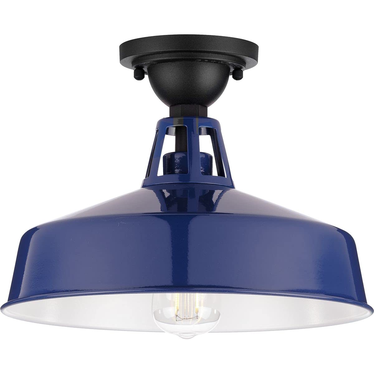 Cedar Springs Collection 1-Light Farmhouse Outdoor Semi-Flush Mount Light Navy