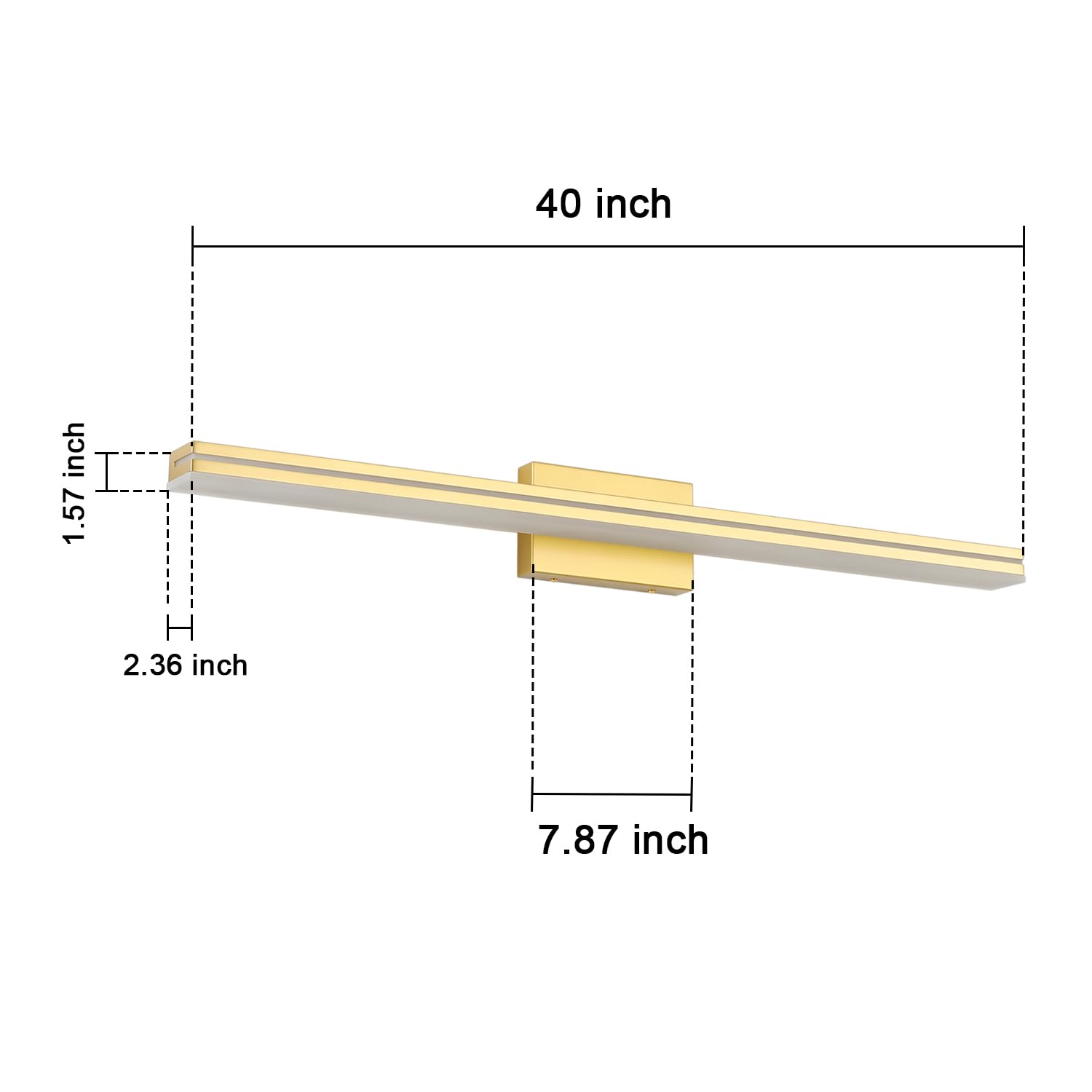 SineRise 40-Inch LED Bathroom Vanity Light Bar, Gold Acrylic Wall Fixture, Cool White 6000K
