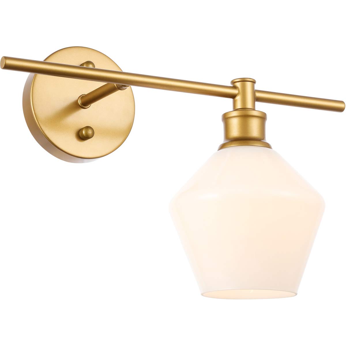 Living District Brass Wall Sconce With Frosted White Glass - 1 Light Right Fixture