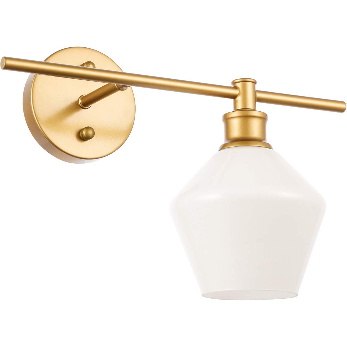 Living District Brass Wall Sconce With Frosted White Glass - 1 Light Right Fixture