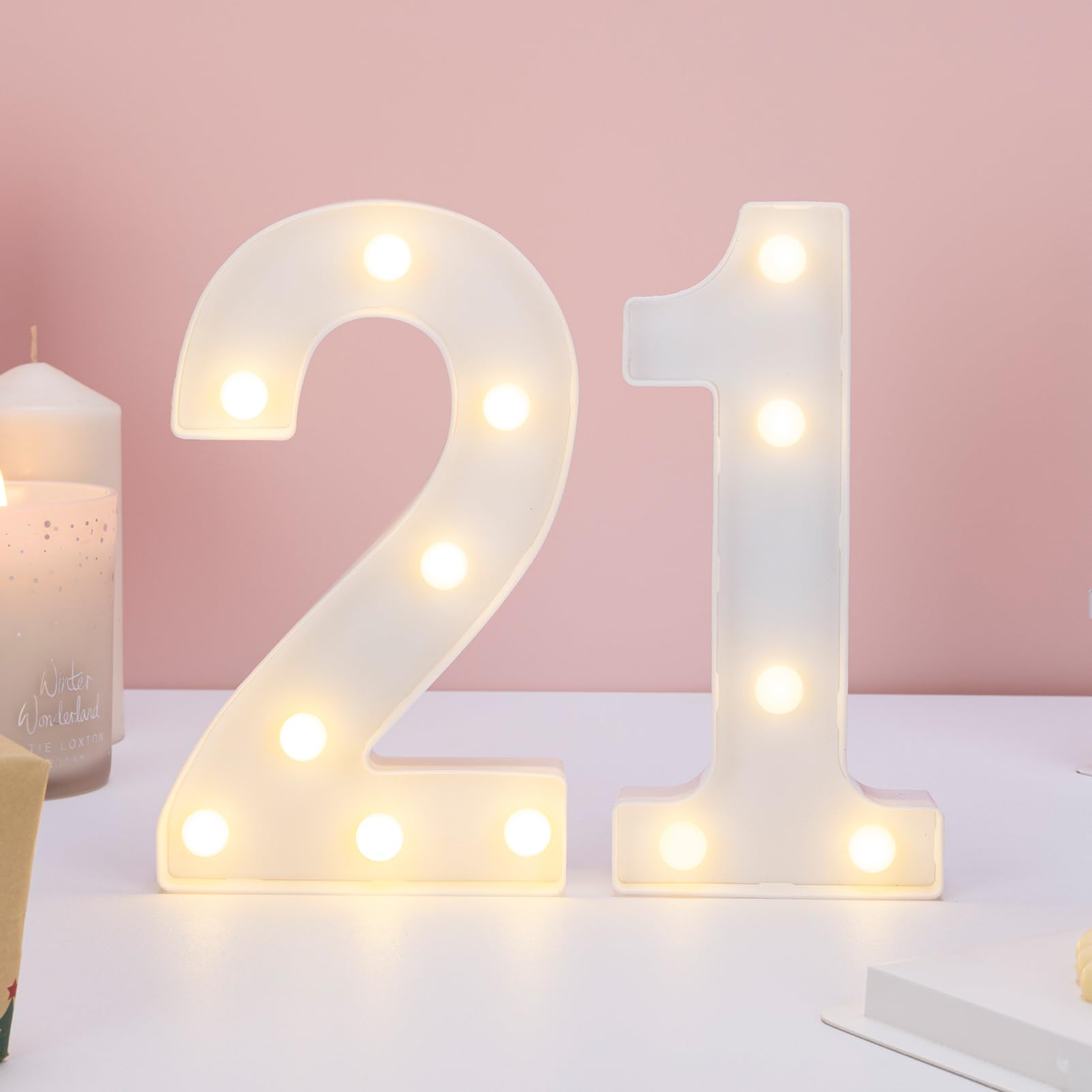 IFDGCTK Decorative LED Number Sign, Warm White Lighted Marquee for 21st Birthday Party Decor