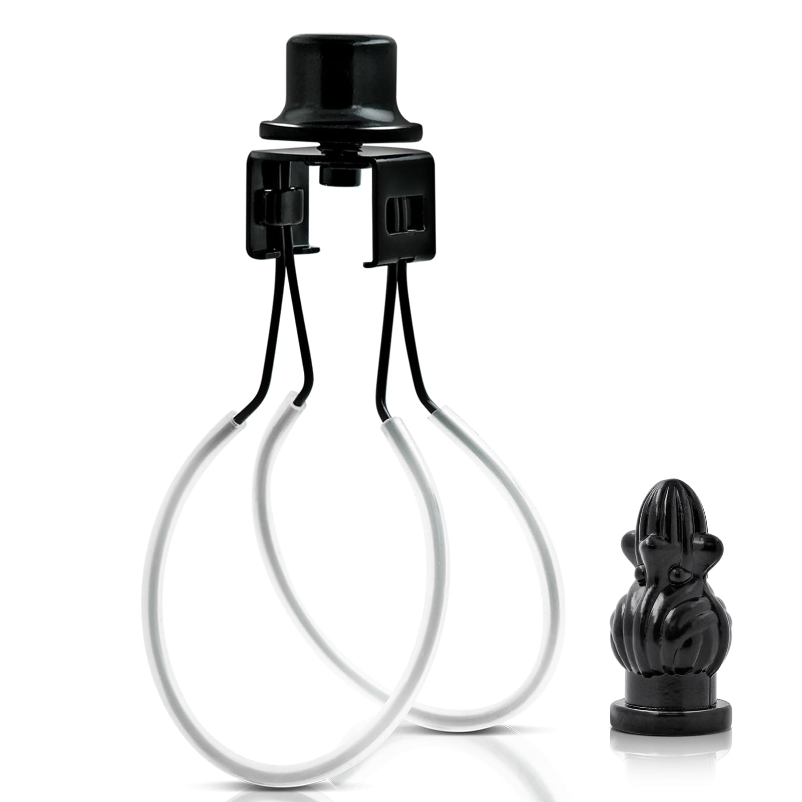 EMNOOTI Lamp Shade Clip Adapter, Metal Holder with Cap Knob Finial, Black, Model VG106BULBCLIPX1