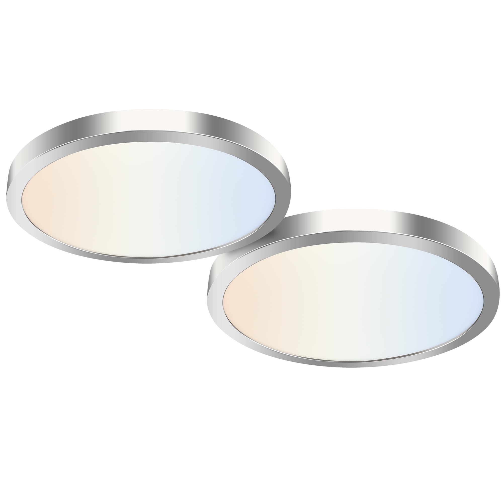 hykolity 2 Pack 12 Inch Selectable CCT LED Round Flat Panel Light, 24W 3000K/4000K/5000K, Edge-Lit Flush Mount Ceiling Light Fix