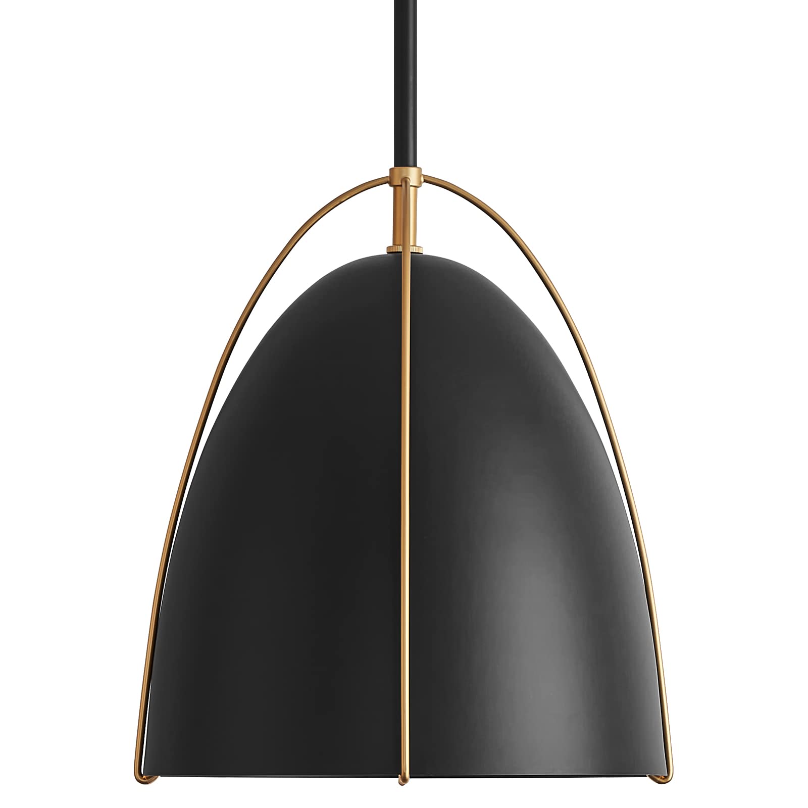 FookChak Black Dome Pendant Light 10in 1-Light Kitchen Pendant Lighting Egg-Shaped Black Gold Pendant Light Fixture for Kitchen 