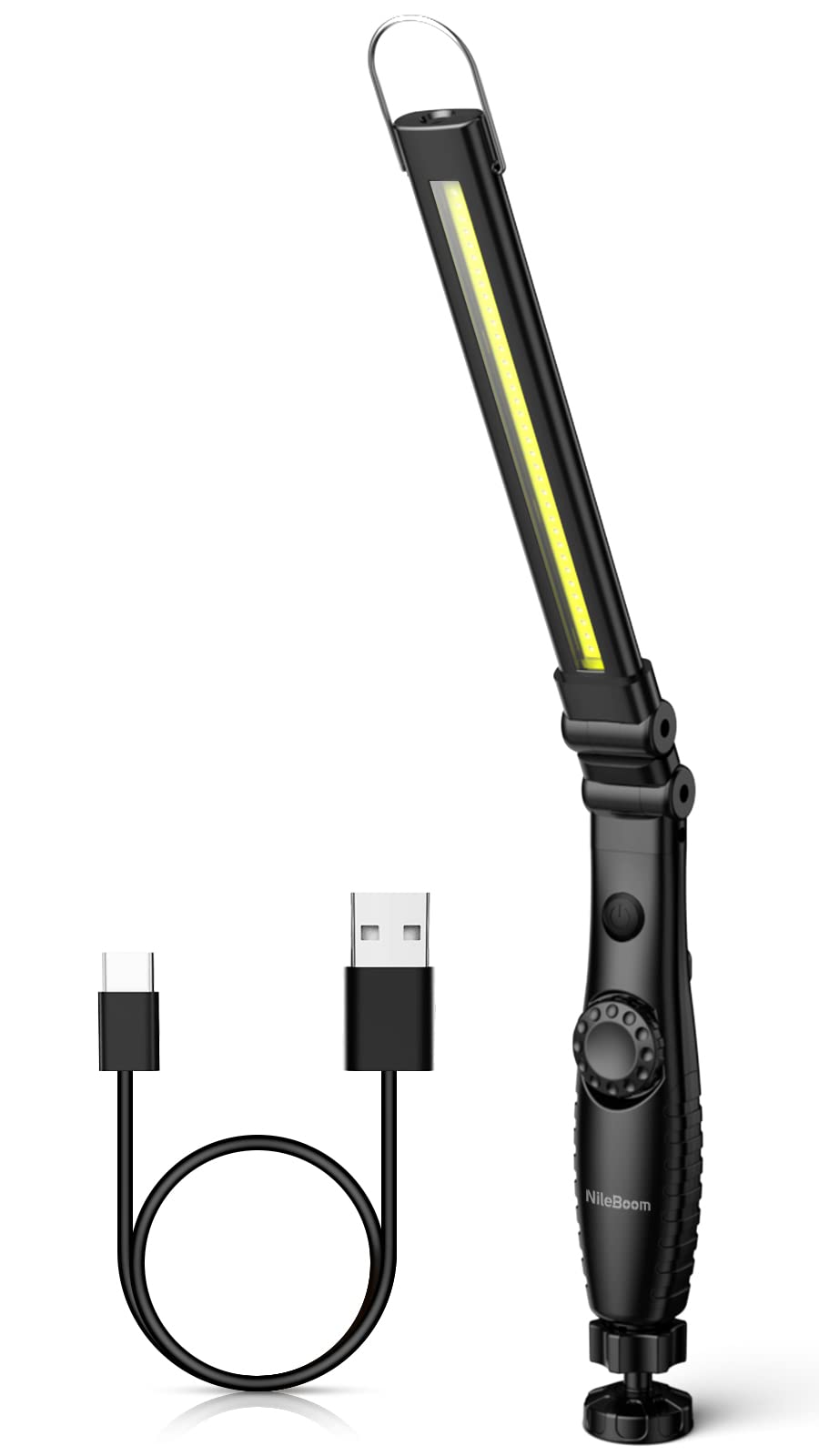 Nileboom Led Work Light,800 Lumens Foldable Rechargeable Cob Work Light With Magnetic Base& Hook, 360°Swivel Flashlight, Usb Cable For Car Repair, Home, Garage, Emergency And Outdoor Camping, 3000Mah