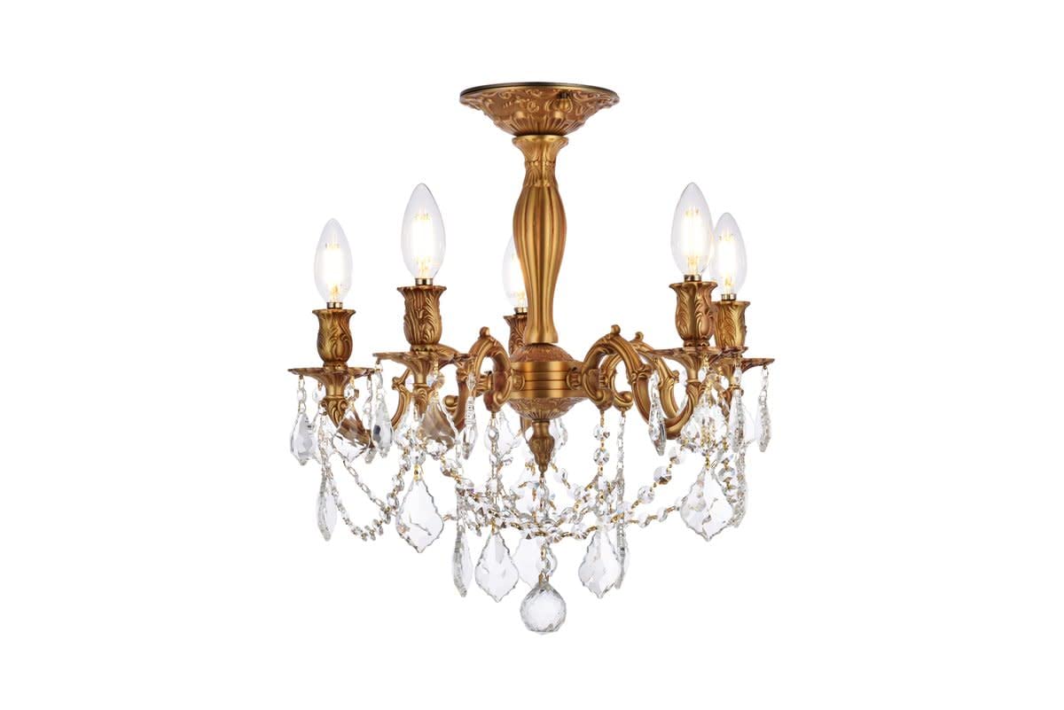 Elegant Lighting 9205F18Fg-Rc 18 Dia x 17 H in Rosalia collection Flush Mount - French gold Finish- Royal cut