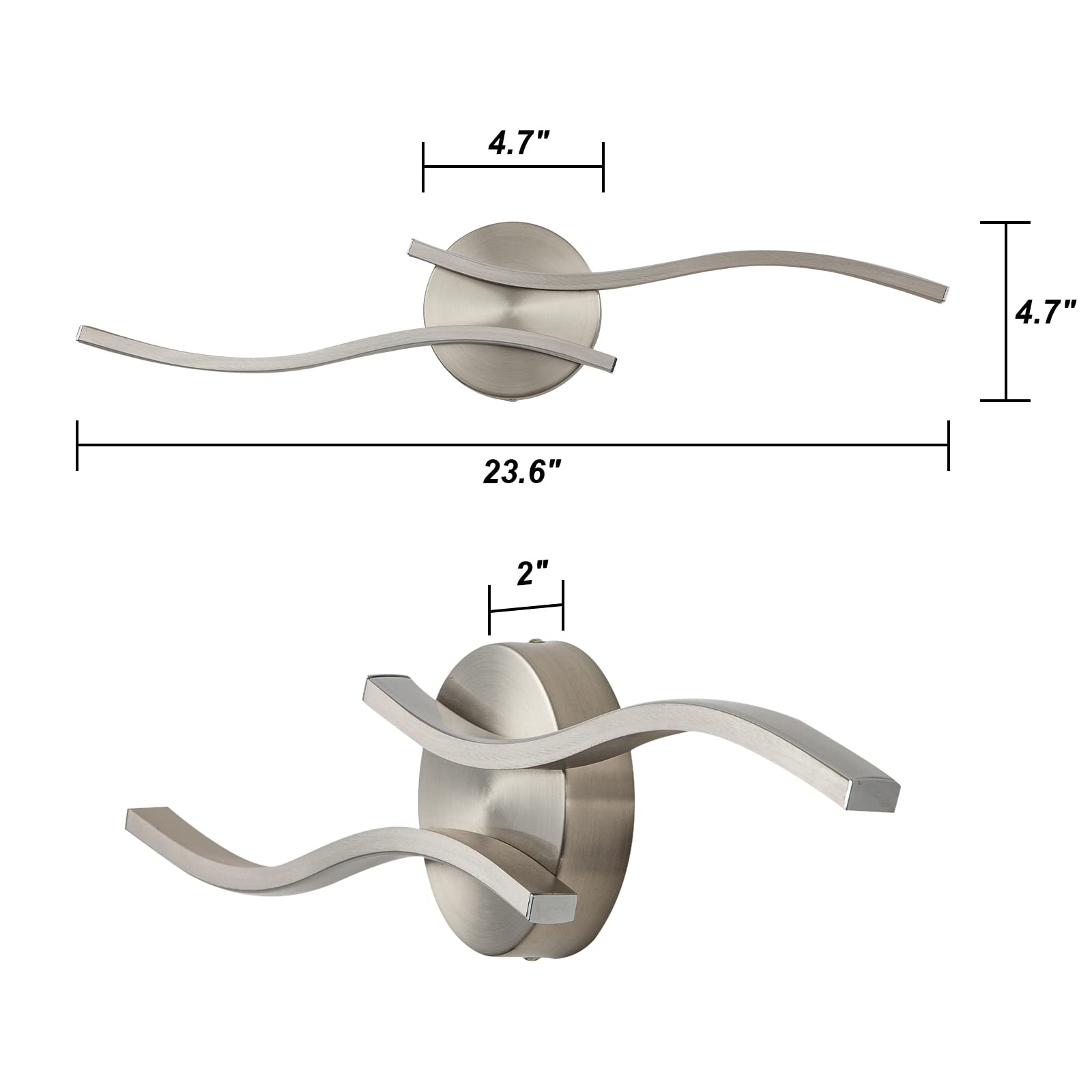 Huoku Dimmable Modern Led Vanity Light 24 Inch Brushed Nickel Vanity Light  Bathroom Lighting Fixtures Over Mirror For Living Room And Hallway  6000K White Light