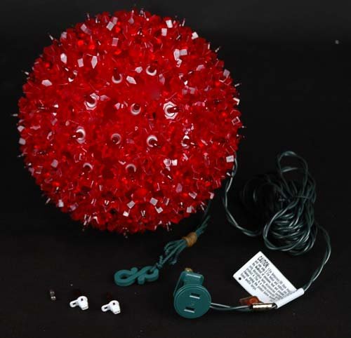 Novelty Lights 7.5In 100 Light Starlight Sphere, Red, Large Ornament Ball Light, 5Ft Hanging Cord With S Hook, 12Ft Power Cord W