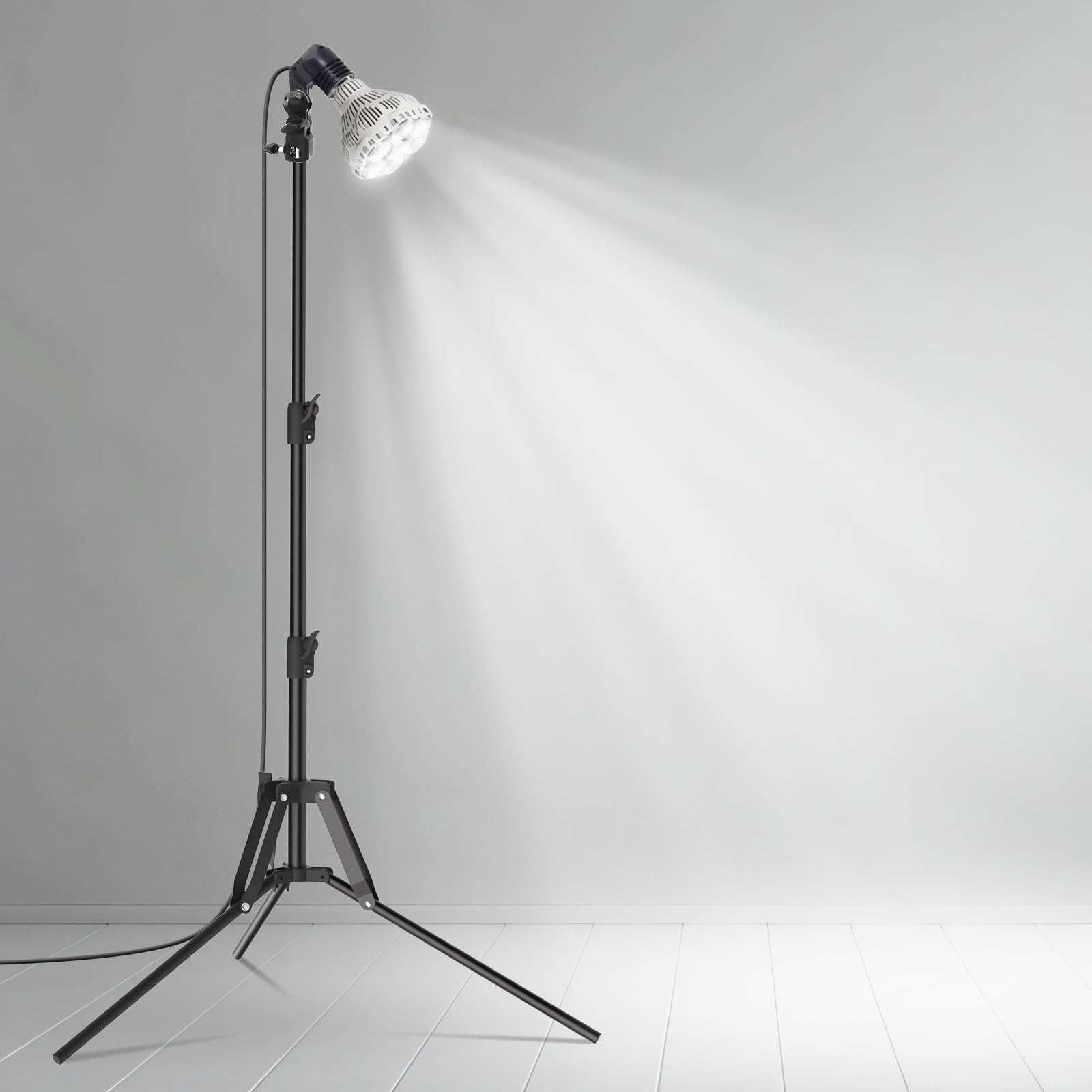 SANSI 400W Equivalent LED Work Light, 6000LM, 5000K, Telescoping Tripod Stand 30-55 Inches, Black, Carbon Steel