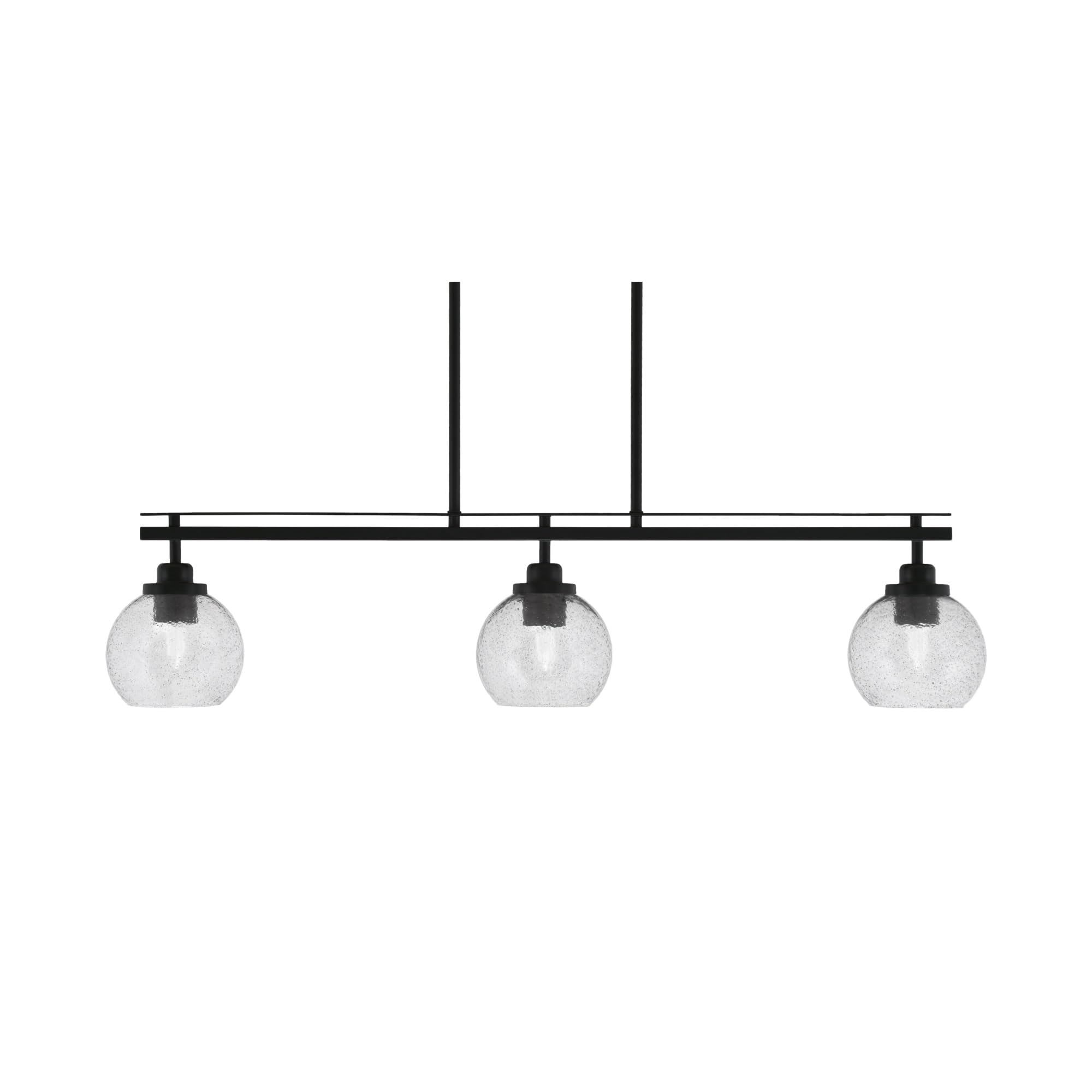 Toltec Lighting Odyssey 3 Light Island Light, Matte Black Finish, 5.75in Smoke Bubble Glass