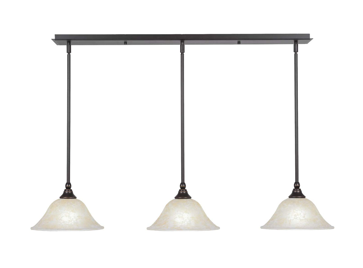 Toltec Lighting 3 Light Linear Pendalier In Dark Granite (36-Dg-513)