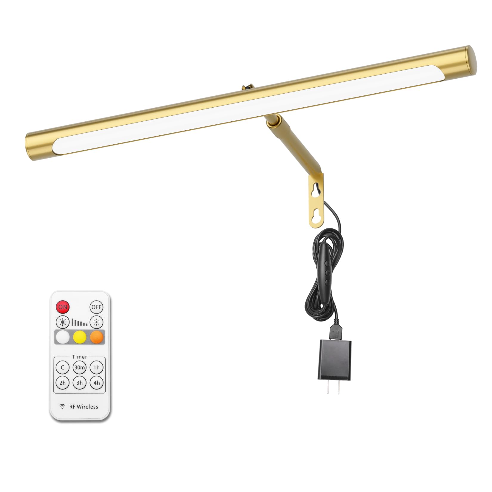 Coinmit 16in Adjustable LED Picture Light, Gold Iron Wall Art Light, Remote Control, Model 9952