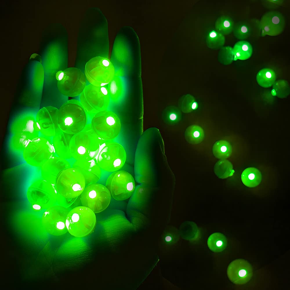 100 Pcs Green LED Balloon Light, Round Led Mini Lights for Paper Lantern Balloon Birthday Party Event Supplies Indoor Outdoor We