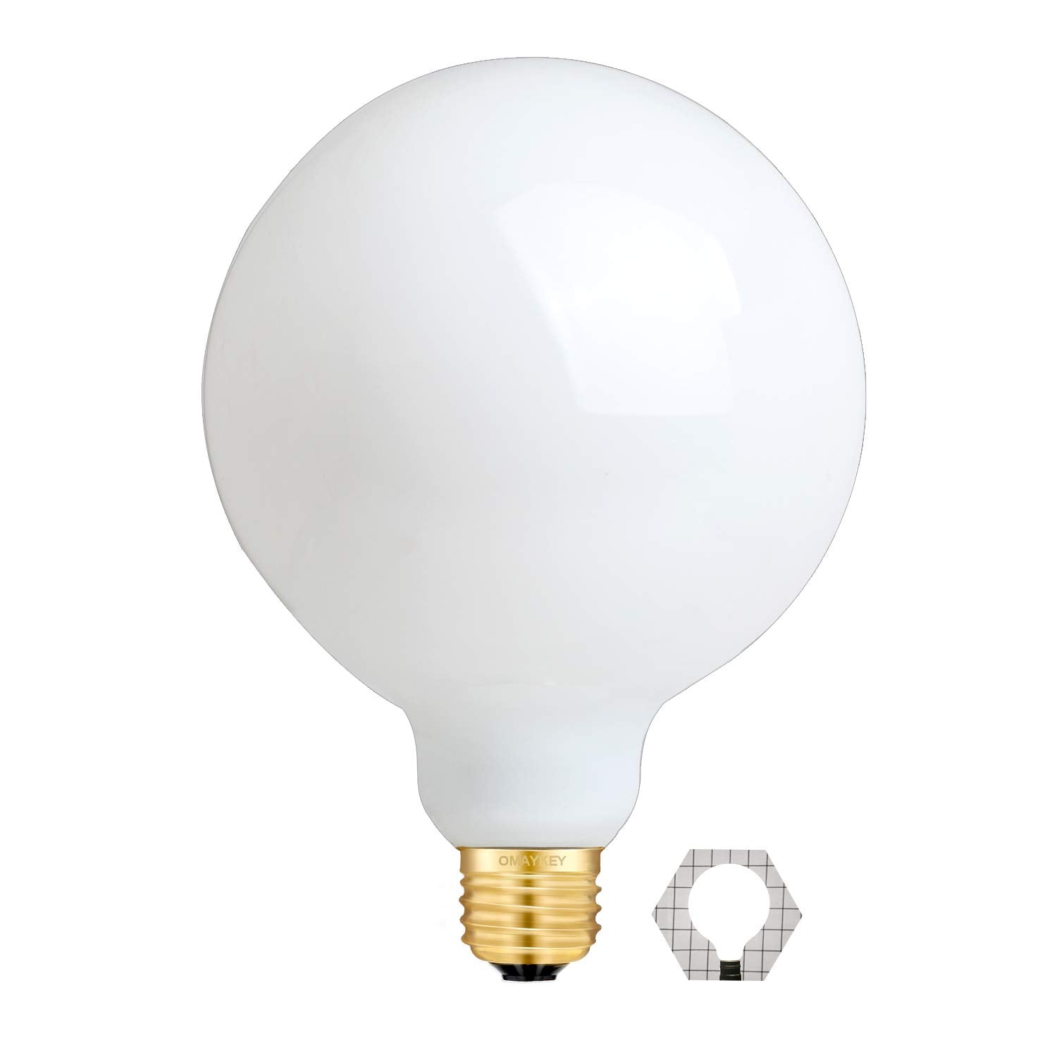 OMAYKEY 12W Dimmable Large LED Globe Opal Glass Bulb, 5000K Daylight White, 85W Equivalent 850 Lumen, E26 Medium Base, Vintage E