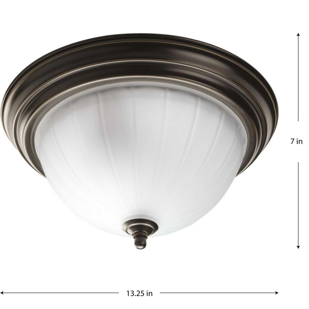 Progress Lighting P3817-20 2-Light Close-To-Ceiling With Etched Ribbed Glass, Antique Bronze