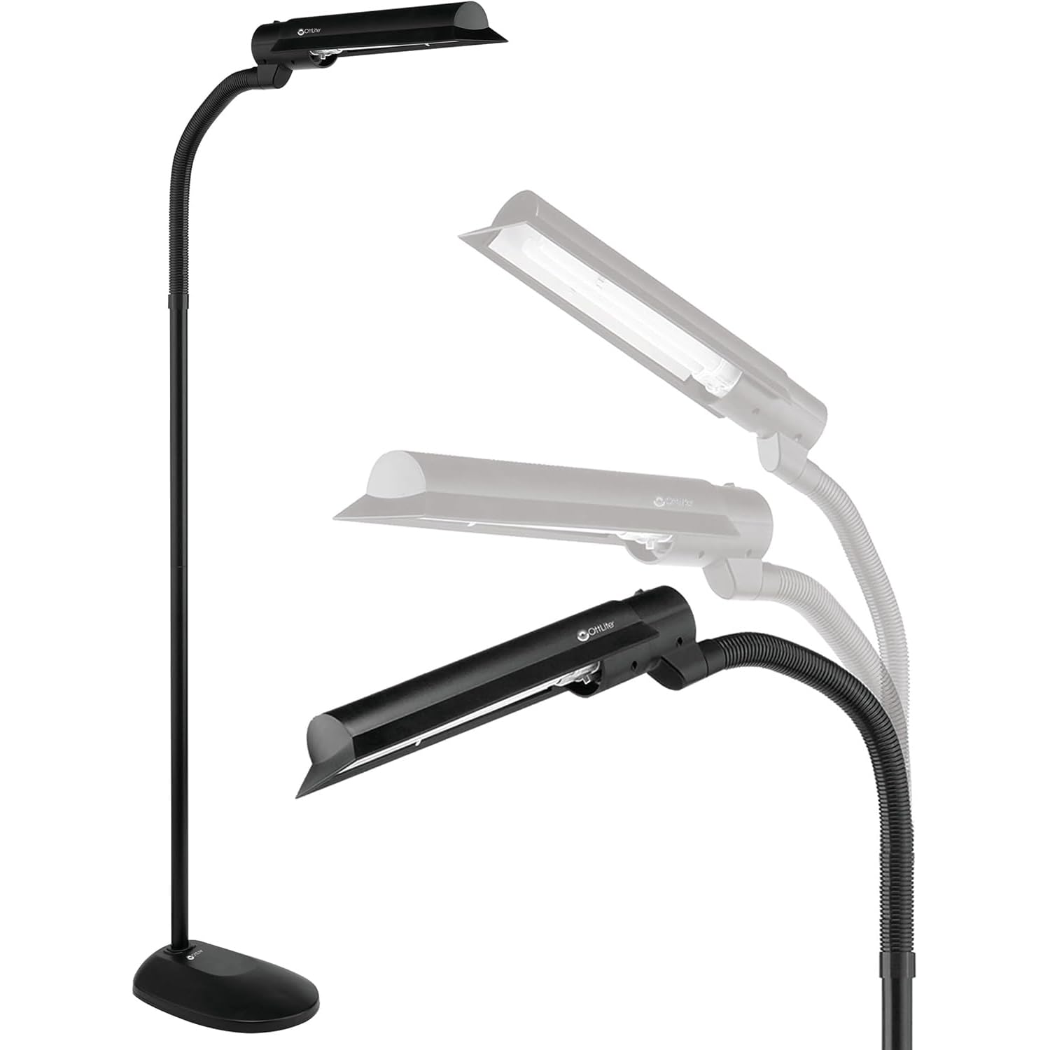 Ottlite 18W Wingshade Adjustable Floor Lamp, Black Metal, Ideal For Crafts, Office, Living Room - Model T81G5T