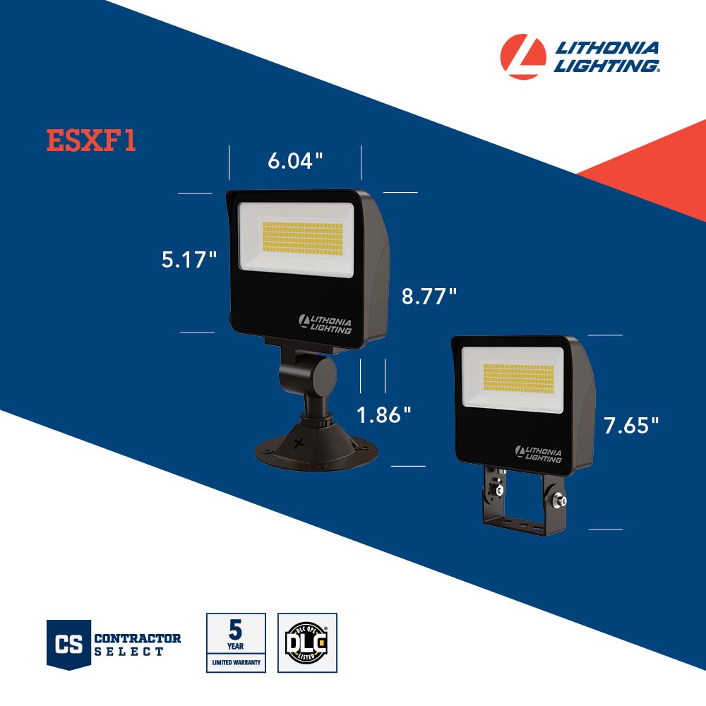 Lithonia Lighting Outdoor LED Floodlight, Knuckle/Yoke Mount, 6.04in, Bronze, Model ESXF1 ALO SWW2 KY DDB M2