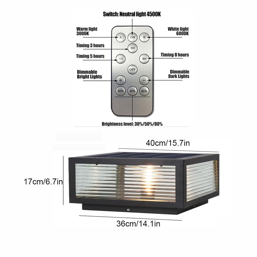 Dahgeo Solar Outdoor Post Light - Modern Waterproof Aluminum Column Light For Patio & Garden