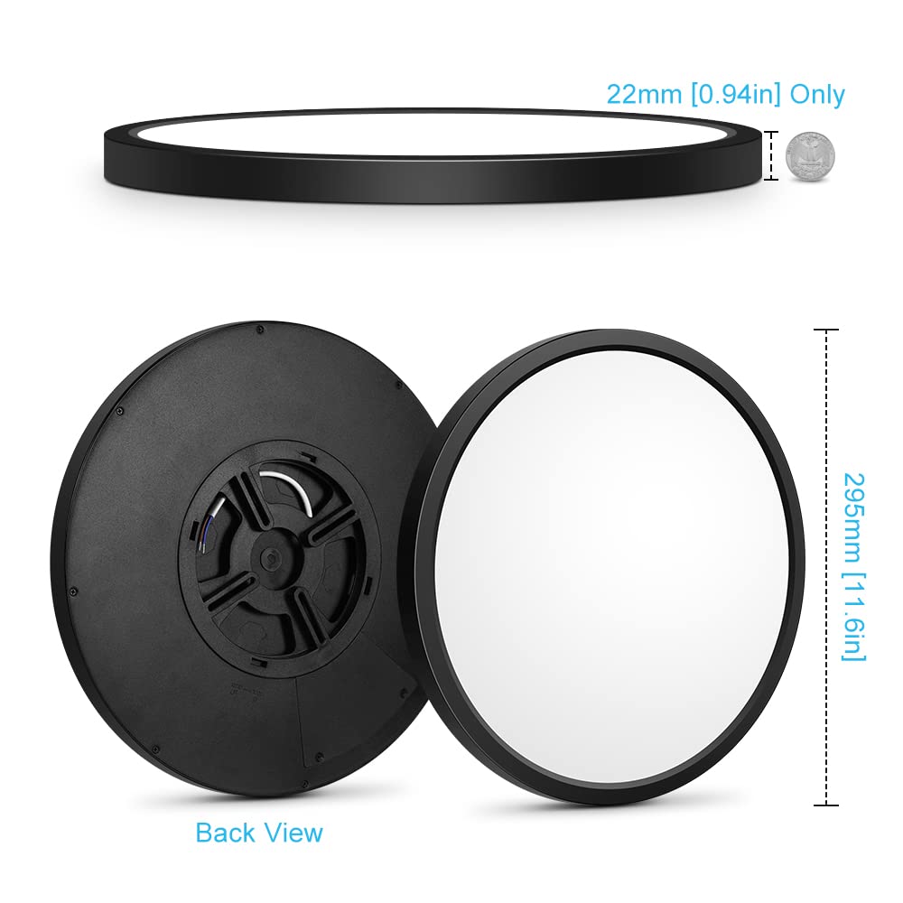 Ledlightsworld 12 24W Cold White Led Ceiling Light, Slim Black Flush Mount, 3200Lm, Model Lm-Xdd-Us-24W-Cw-1P-B