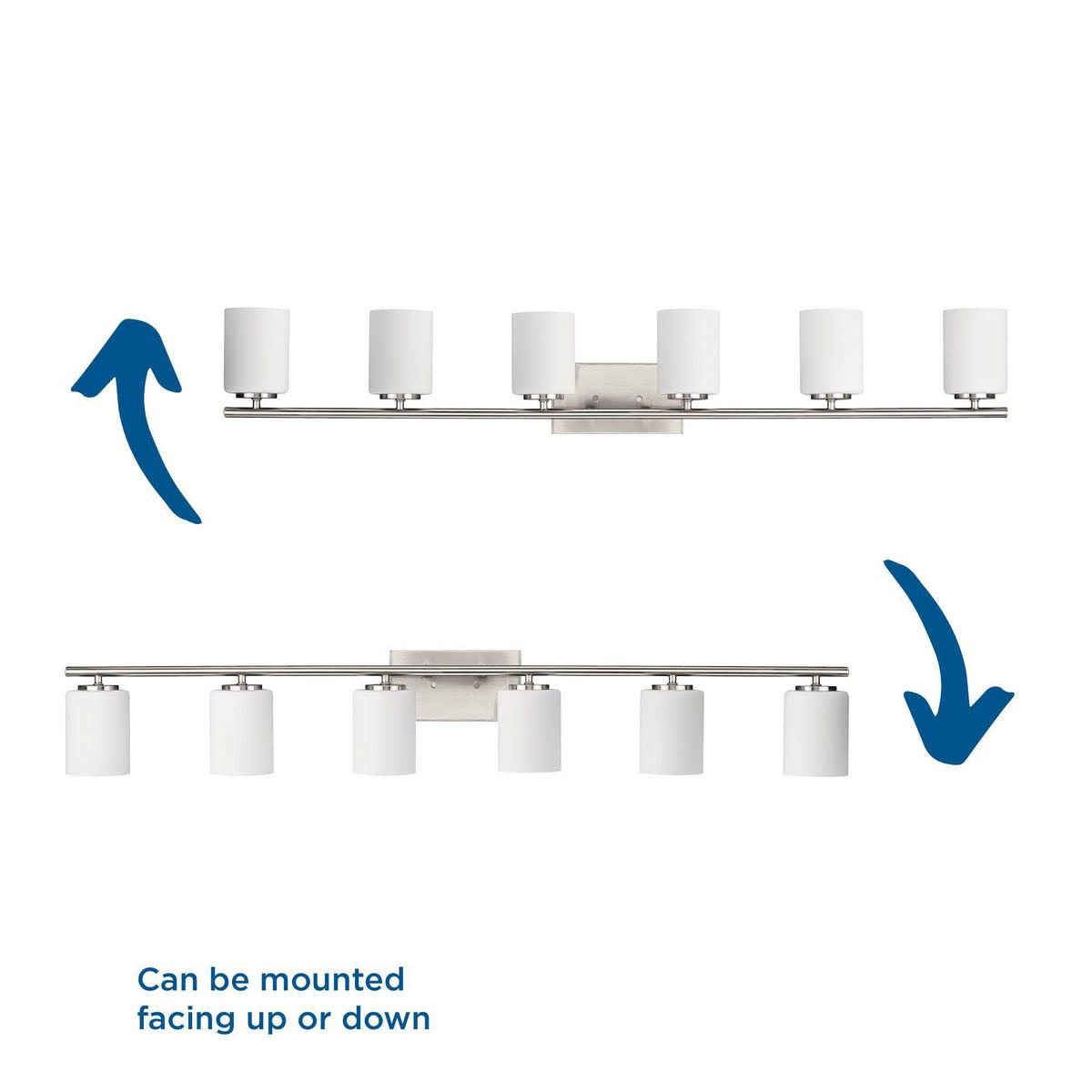 Progress Lighting Replay Collection 48 In. 6-Light Brushed Nickel Etched White Glass Modern Bath Vanity Light